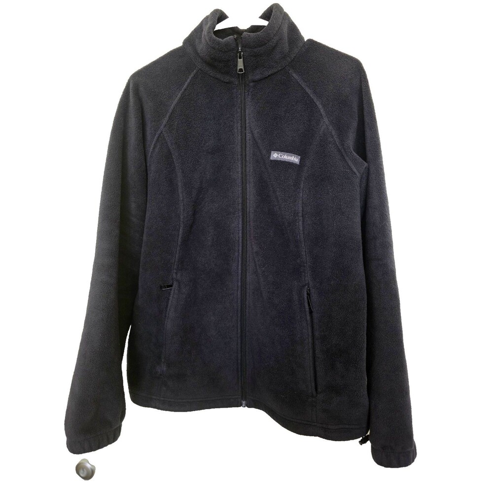 Columbia Men's Black Full-Zip Fleece Hoodie Jacket - Size L - Warm Outdoor